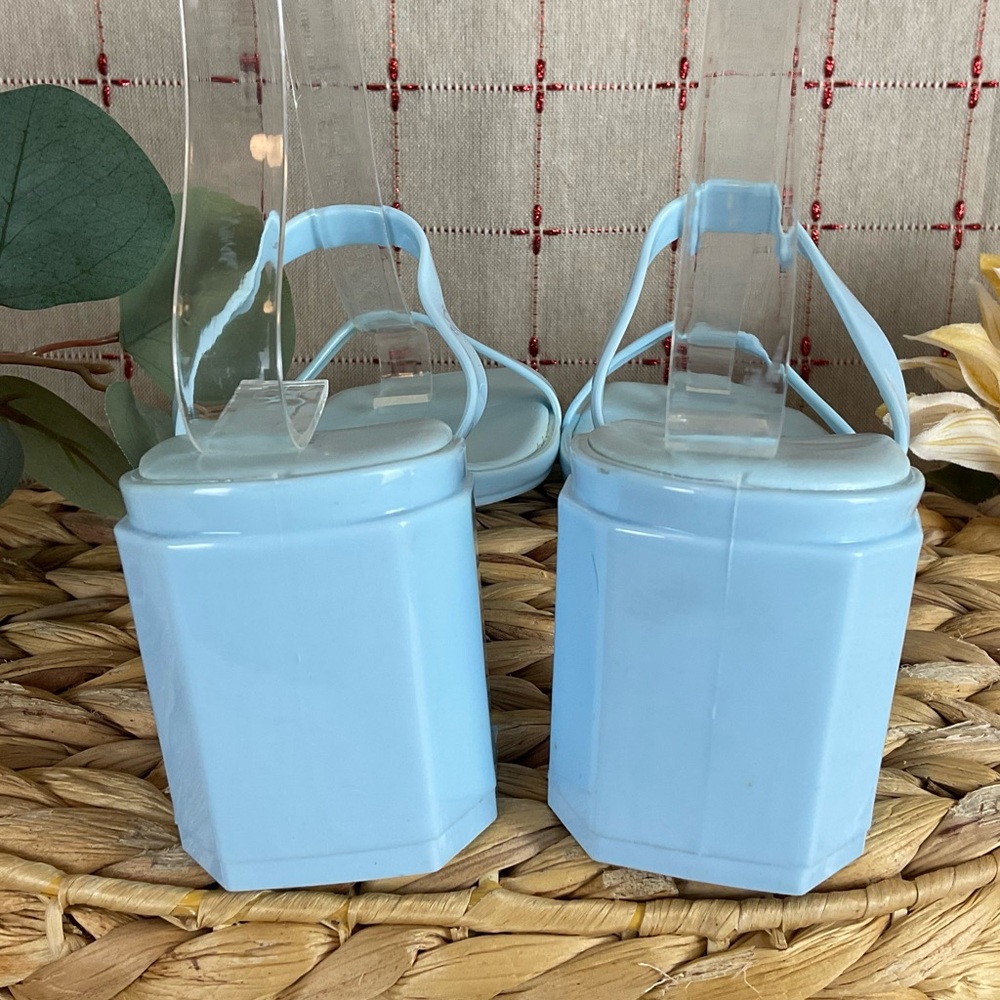 Jeffrey Campbell Womens Baby Blue Shiny “Jamm-3” Jelly Slide Sandal Heels Size 7 - Picture 3 of 6
